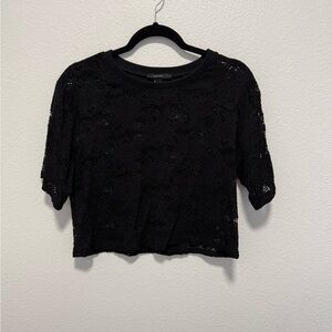 Forever 21 Black Lace Sheer Crop Top Size Small